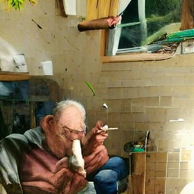 Grandfather Smoking a Joint