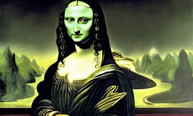 Creepy Mona Lisa in Tim Burton Style