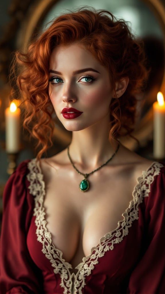 Elegant Redhead Portrait in Ethereal Fantasy Style