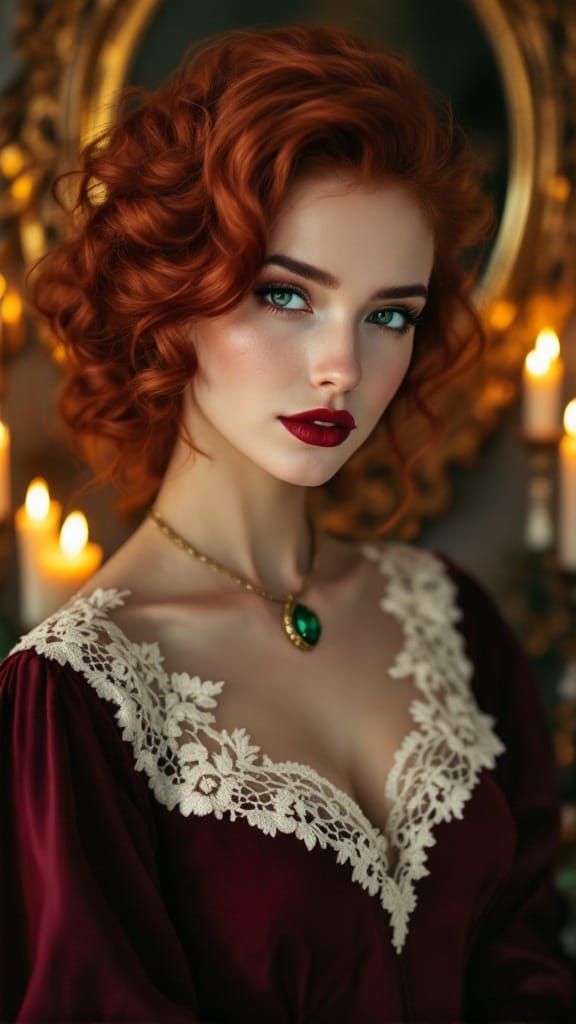 Elegant Redhead Portrait in Ethereal Fantasy Style