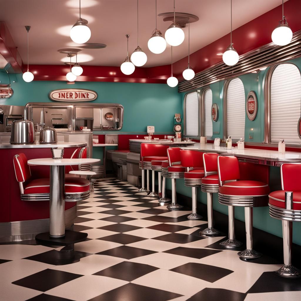 Classic 1950s American Diner Scene