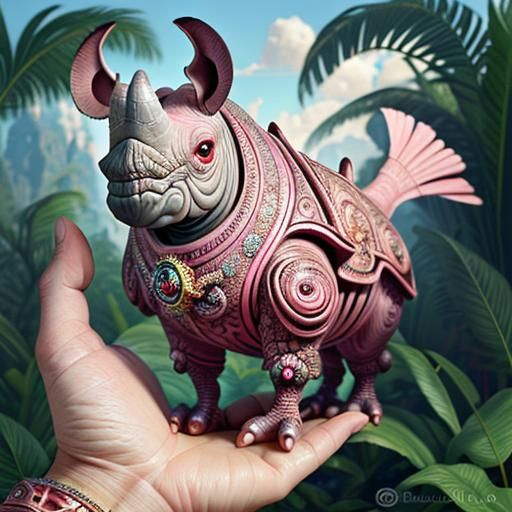 Adorable Rhino Cockatoo Hybrid Creature in 3D