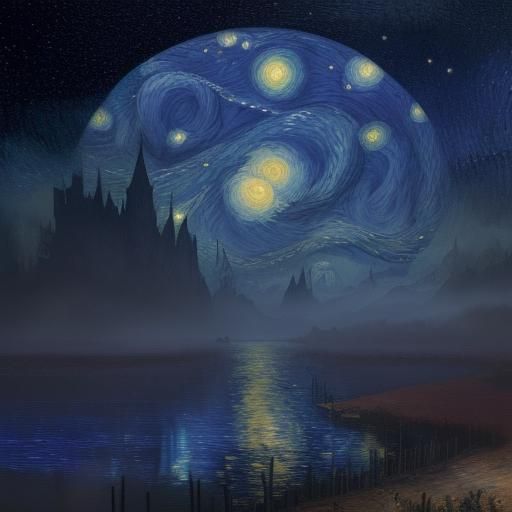 Starry Night as Watercolor Painting