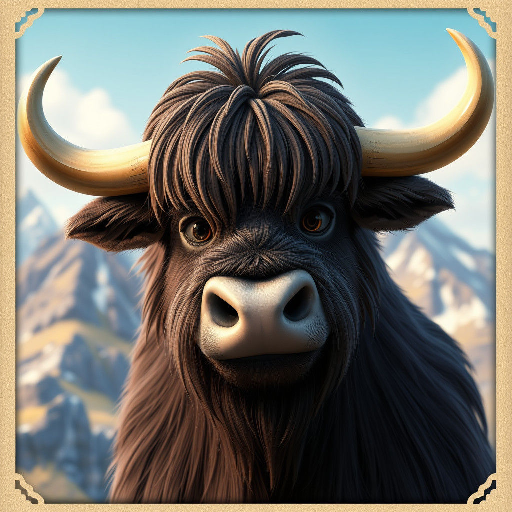 Charming Yak Portrait for Board Game Art