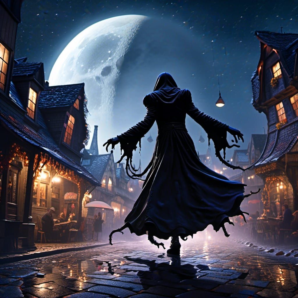 Mindflayer Dances in Moonlight Silhouette