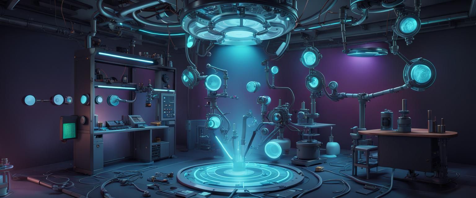 Cartoon Tech Laboratory in 3D Digital Art