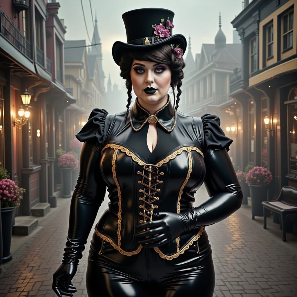 Elegant Steampunk Chevalier in Victorian Cityscape