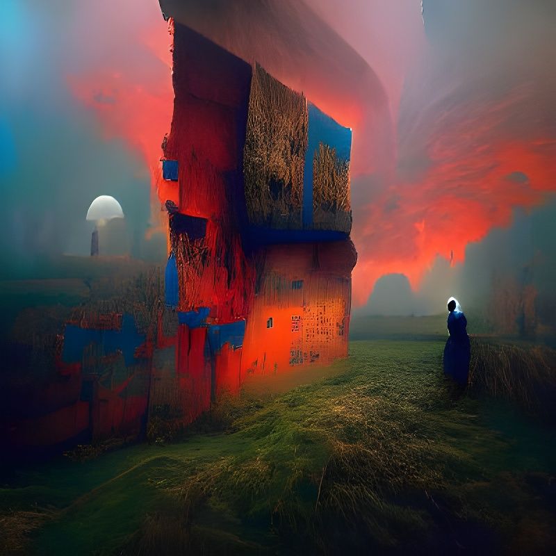 Dystopian Valley of Windowed Walls, Surreal Art