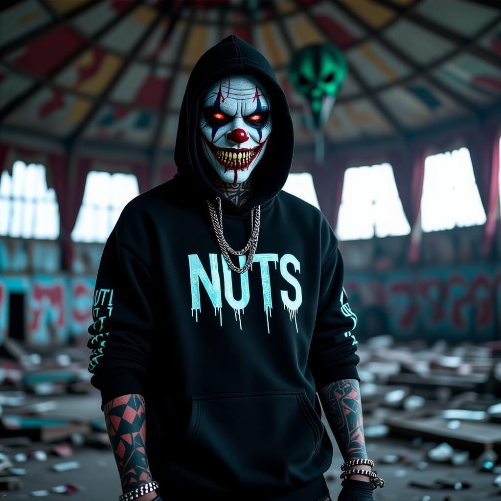 Cyberpunk Horror Artist in Abandoned Tent