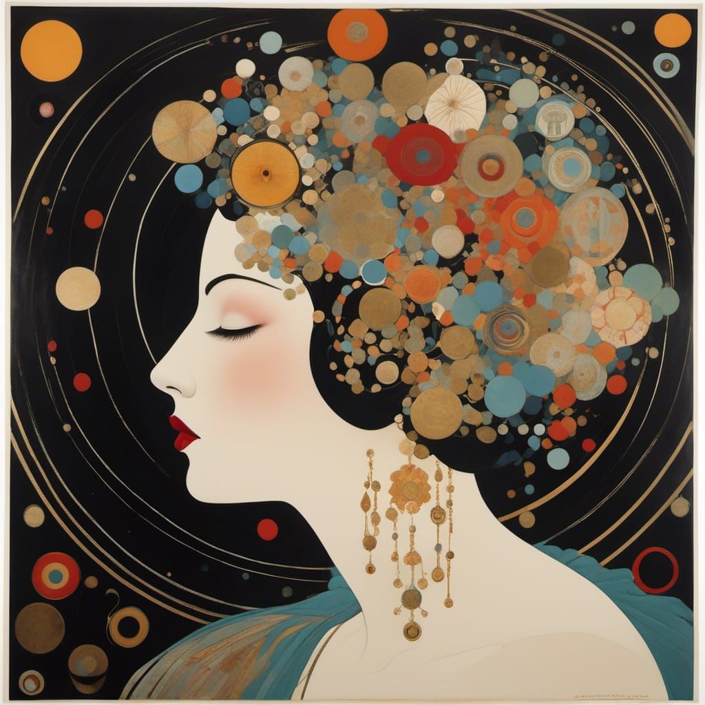 Cosmic Woman: Abstract Fairytale Art in Klimt Style