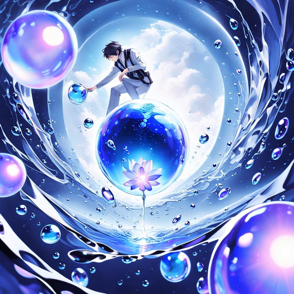 Miniature Person Enters Mirrored Droplet World