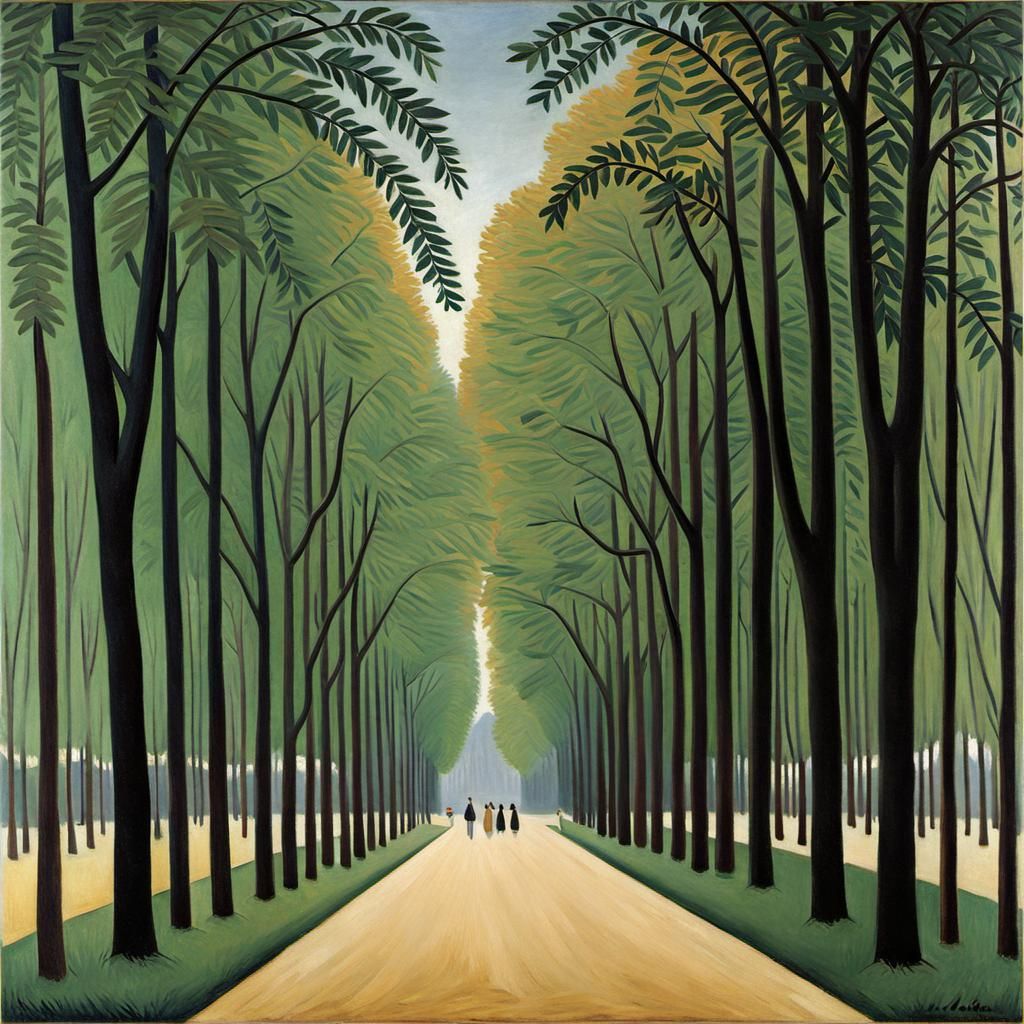 Henri Rousseau's Impressionistic Avenue in Park