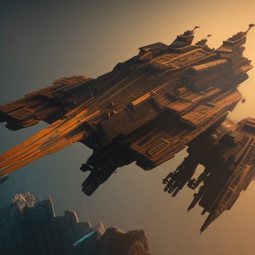 Detailed Star-destroyer Matte Painting in Deep Color