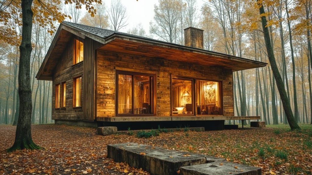 Surreal Wooden House Built from Natural Blocks