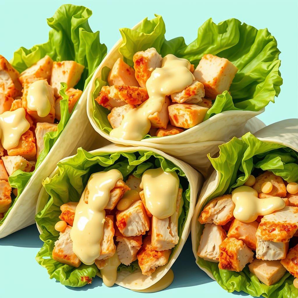 Delicious Caesar Wraps in Digital Painting Style