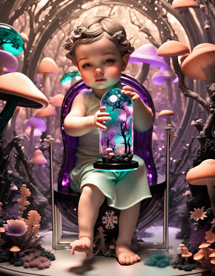 Cupid in Magic Lava Lamp, Fantasy Art