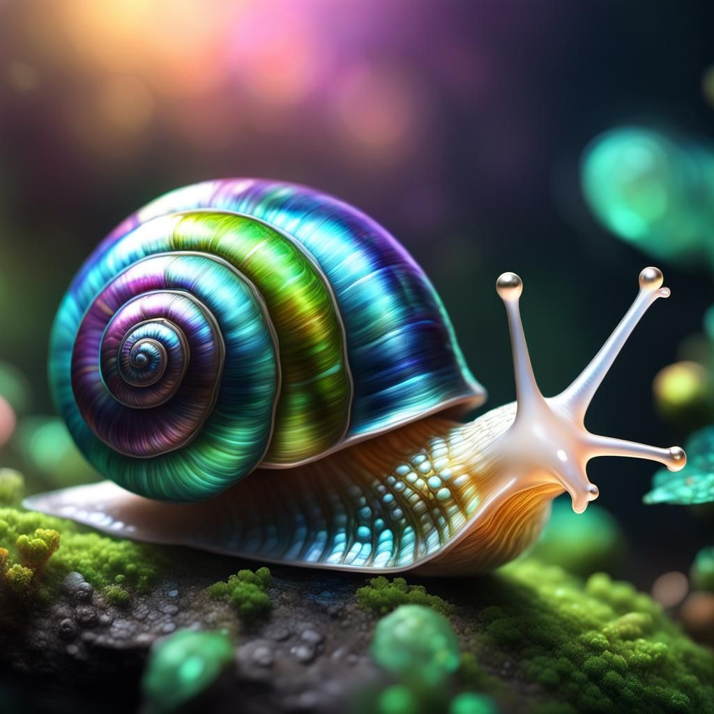 Bioluminescent Snail in Magical Forest