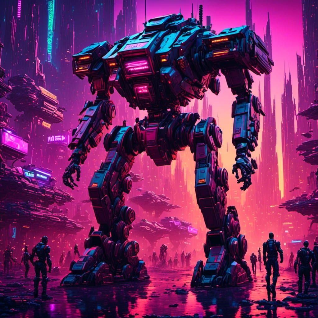 Futuristic ED209 Mecha Robot in Sci-Fi Style