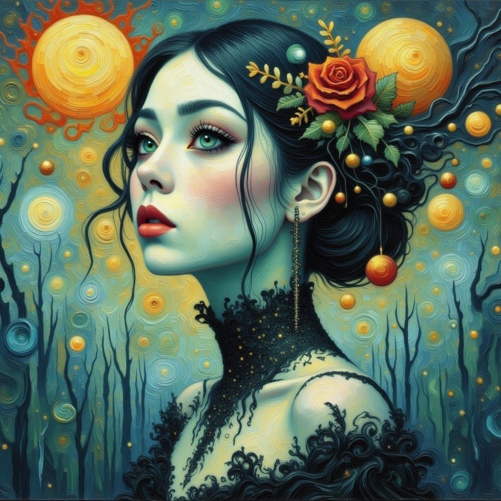 Ethereal Portrait in Impasto Oil Style