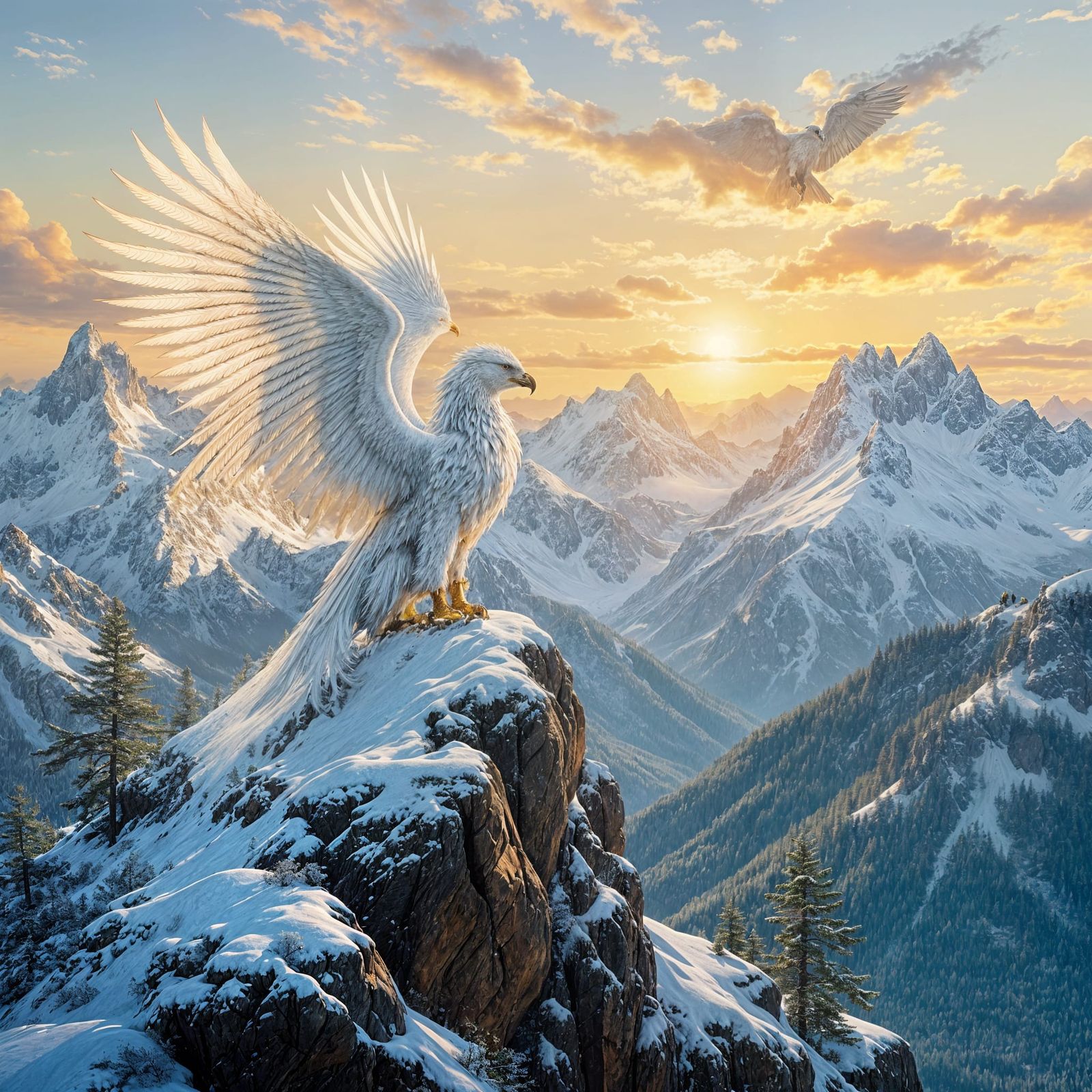 Majestic Griffin Surveys Snowy Kingdom: Hudson River School ...