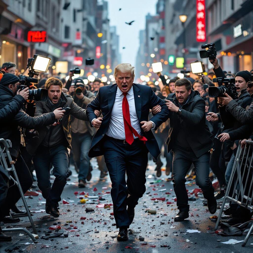 Arrest of Authority Figure in Chaotic Urban Scene