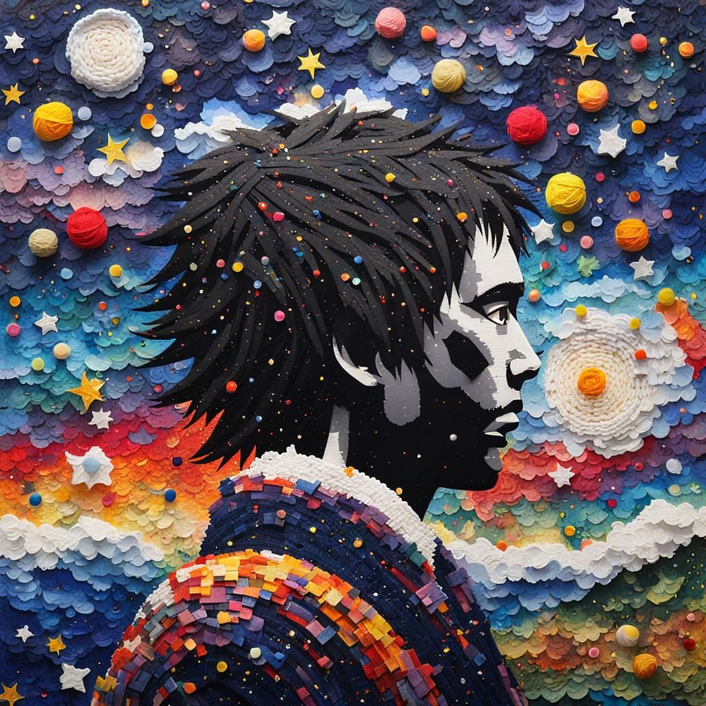 Anime Character in 2.5D Pixel Art with Impasto Colors