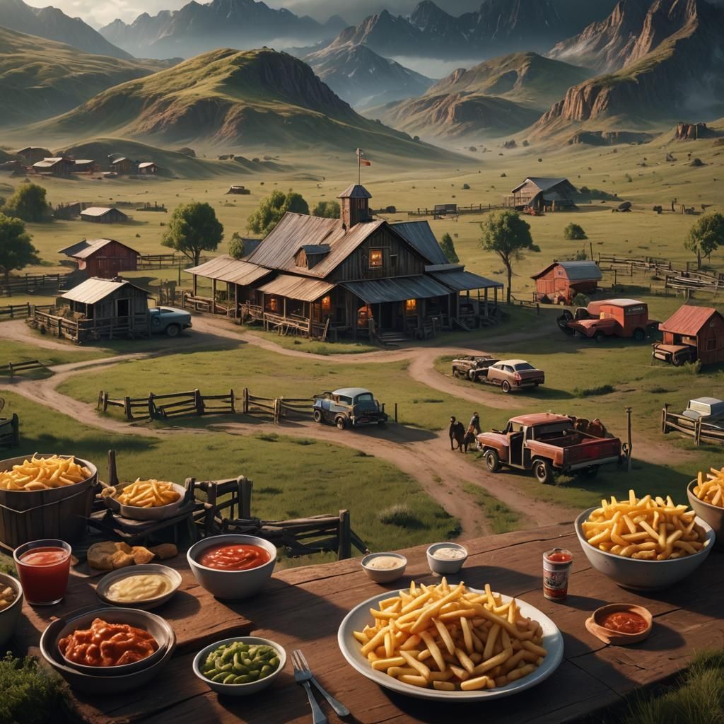 Ranch Dressing with Fries Digital Painting