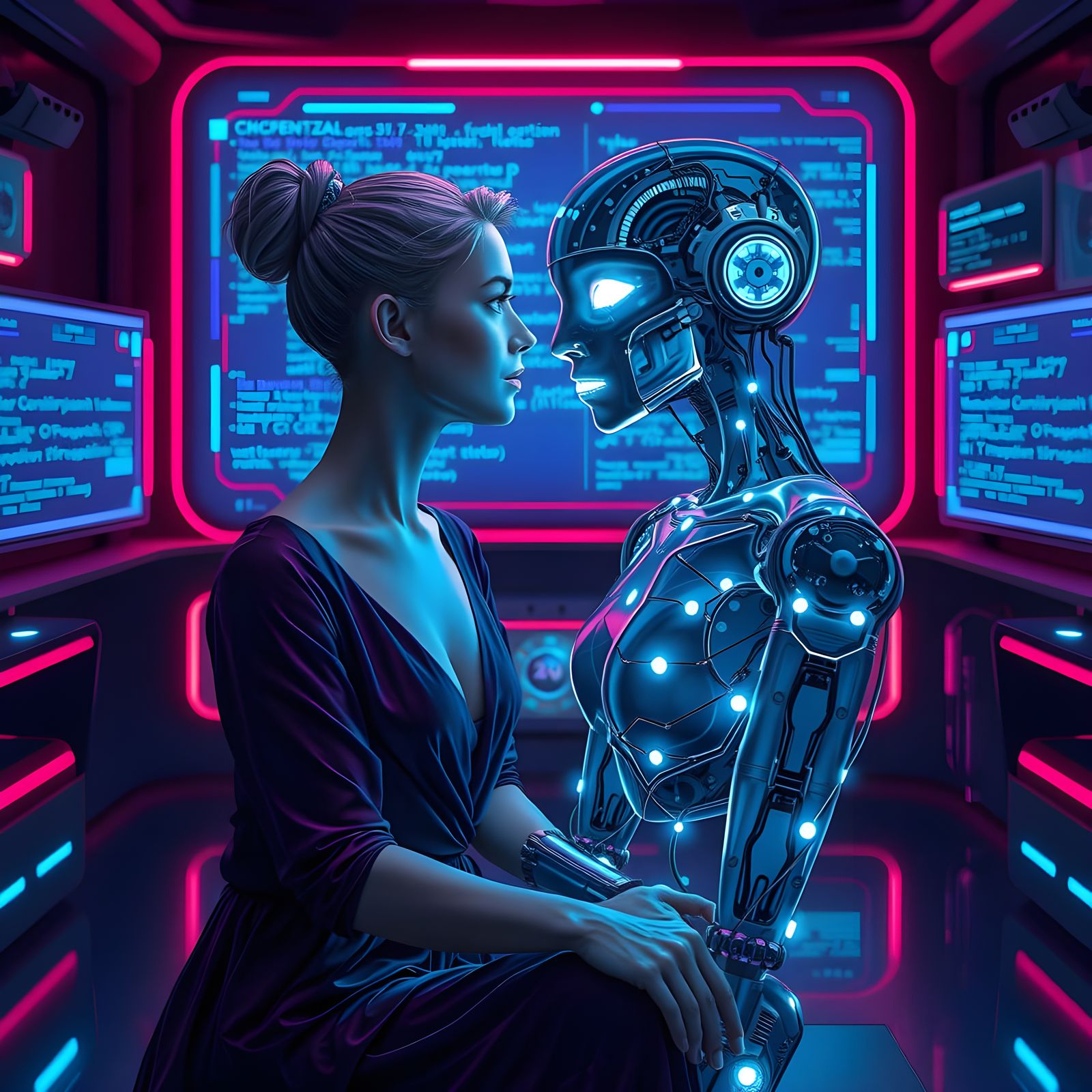 Cyberpunk Goddess Transmits Digital Hypnosis