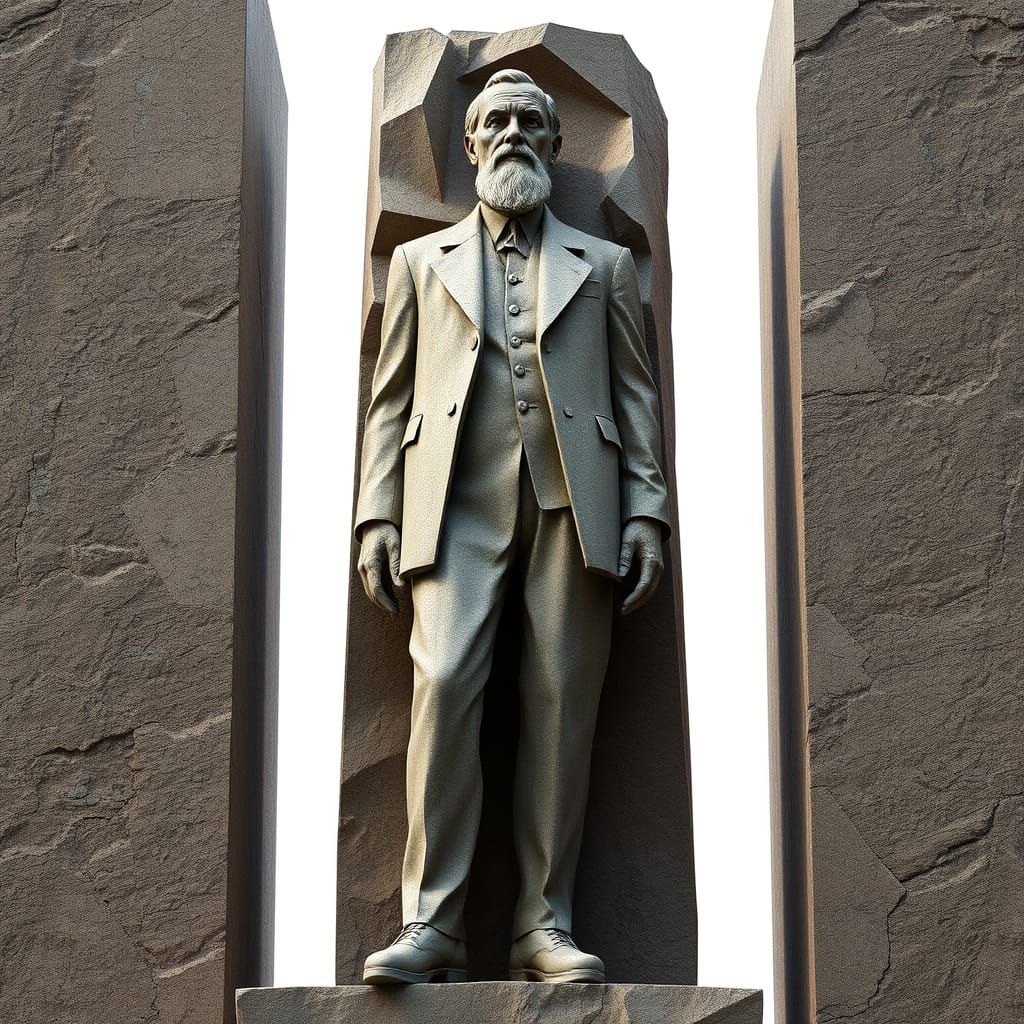 Rudolf Steiner in Brutalist Cubist Stone Sculpture