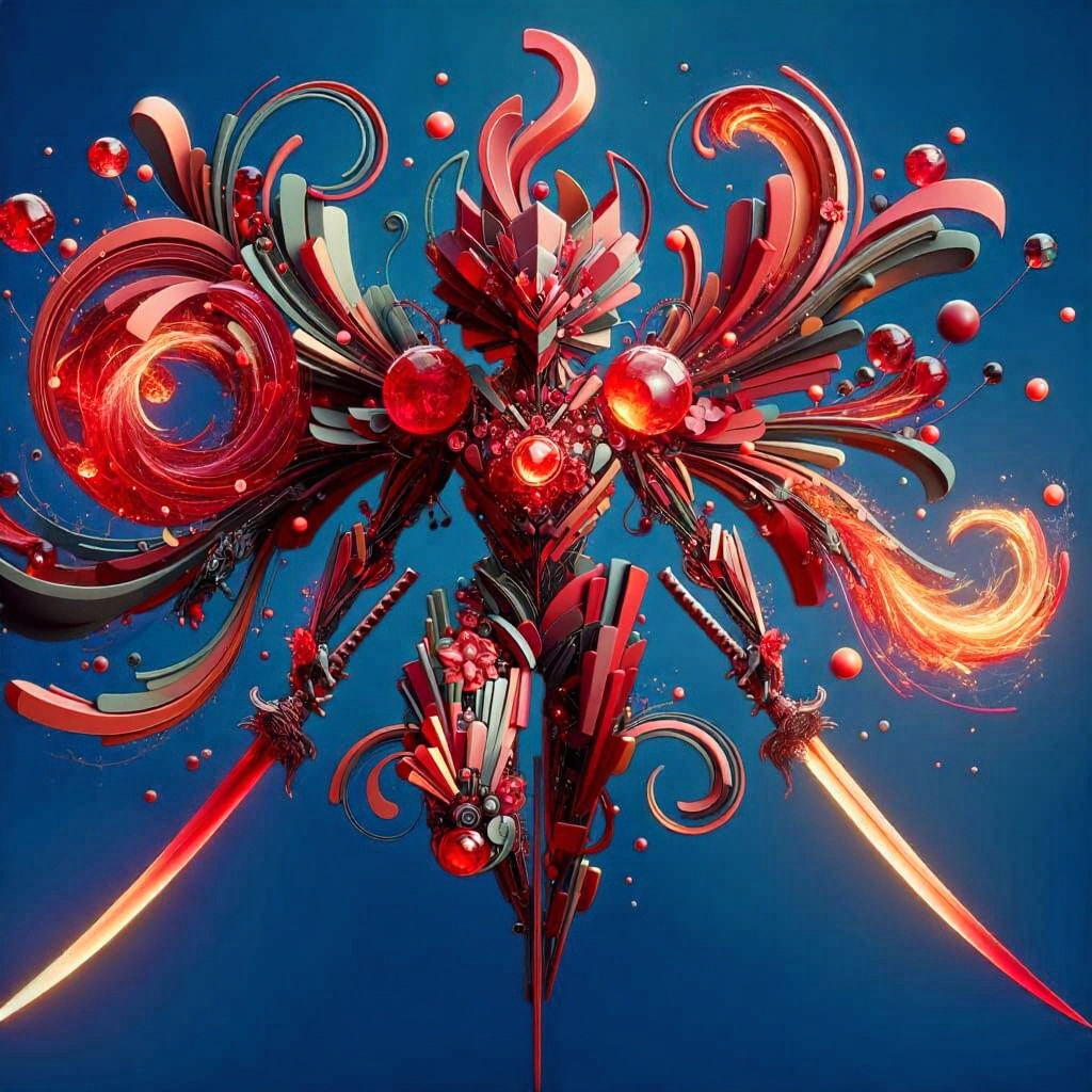 Fiery Gemstone Warrior with Double Blades in Anime Style