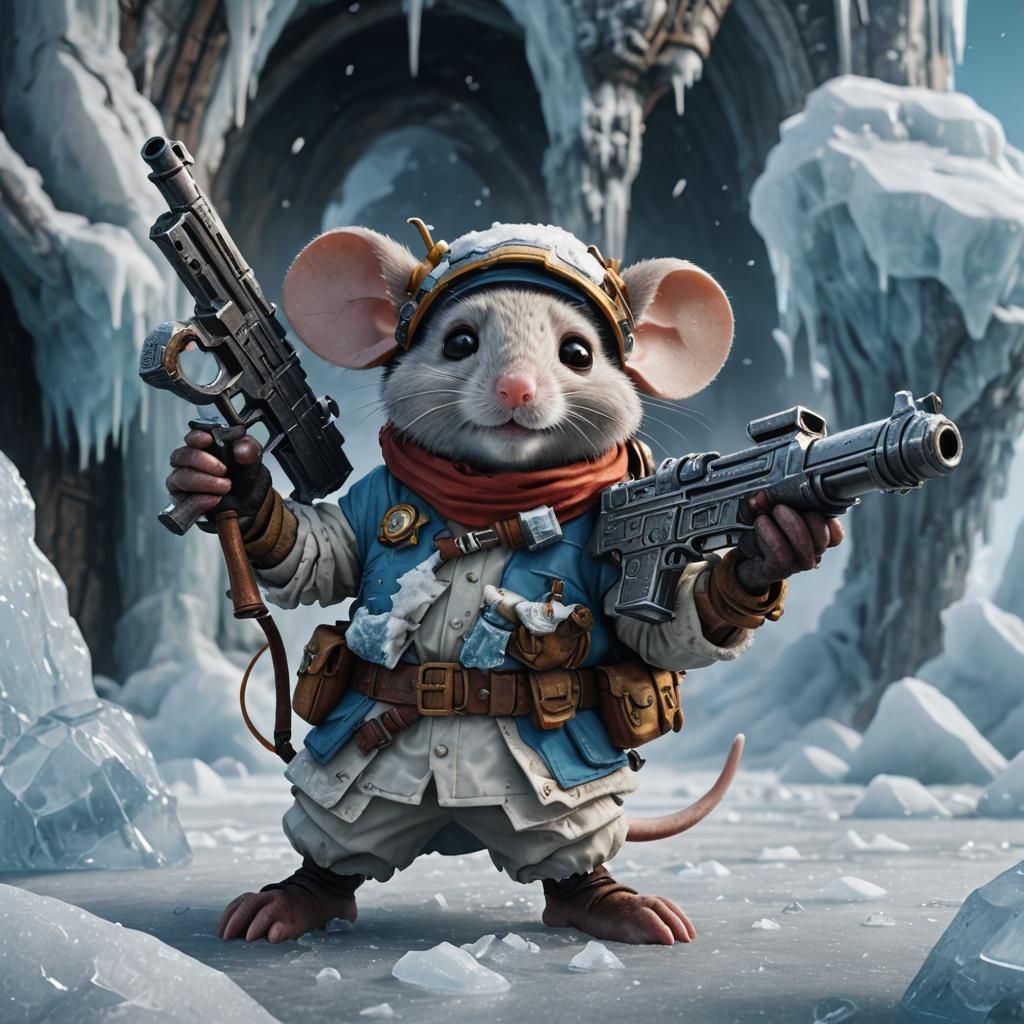Sad Mouse Explorer with Giant Gun: Matte Painting