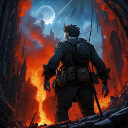 Molten Iron Starry Night: Abstract Expressionism