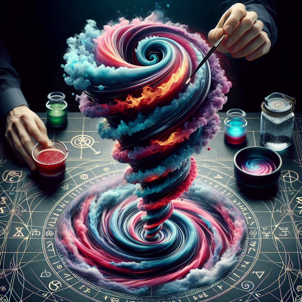 Spectacular Liquid Smoke Tornado on Magician's Bench