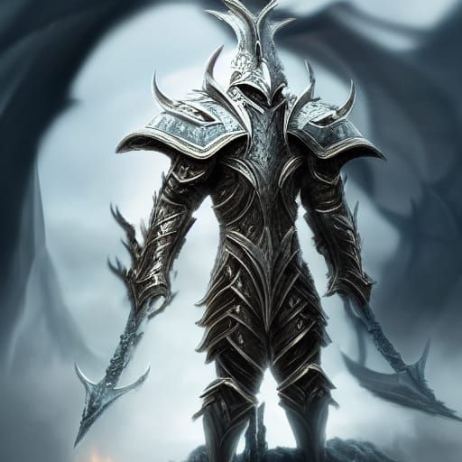 Epic Dragon Knight in White Armor