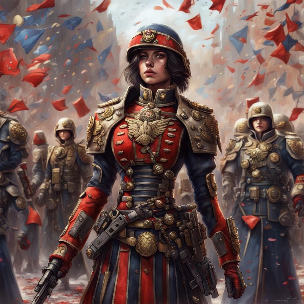 Female Imperial Guard Victory Parade in Sci-Fi Art