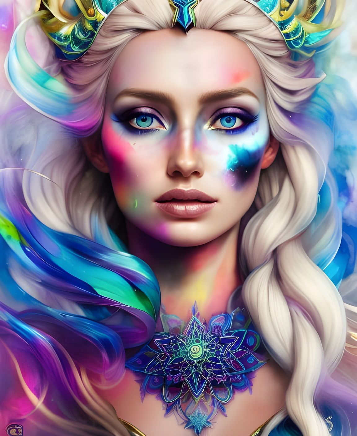 Elsa as Sorceress Goddess in Polychromatic Portrait