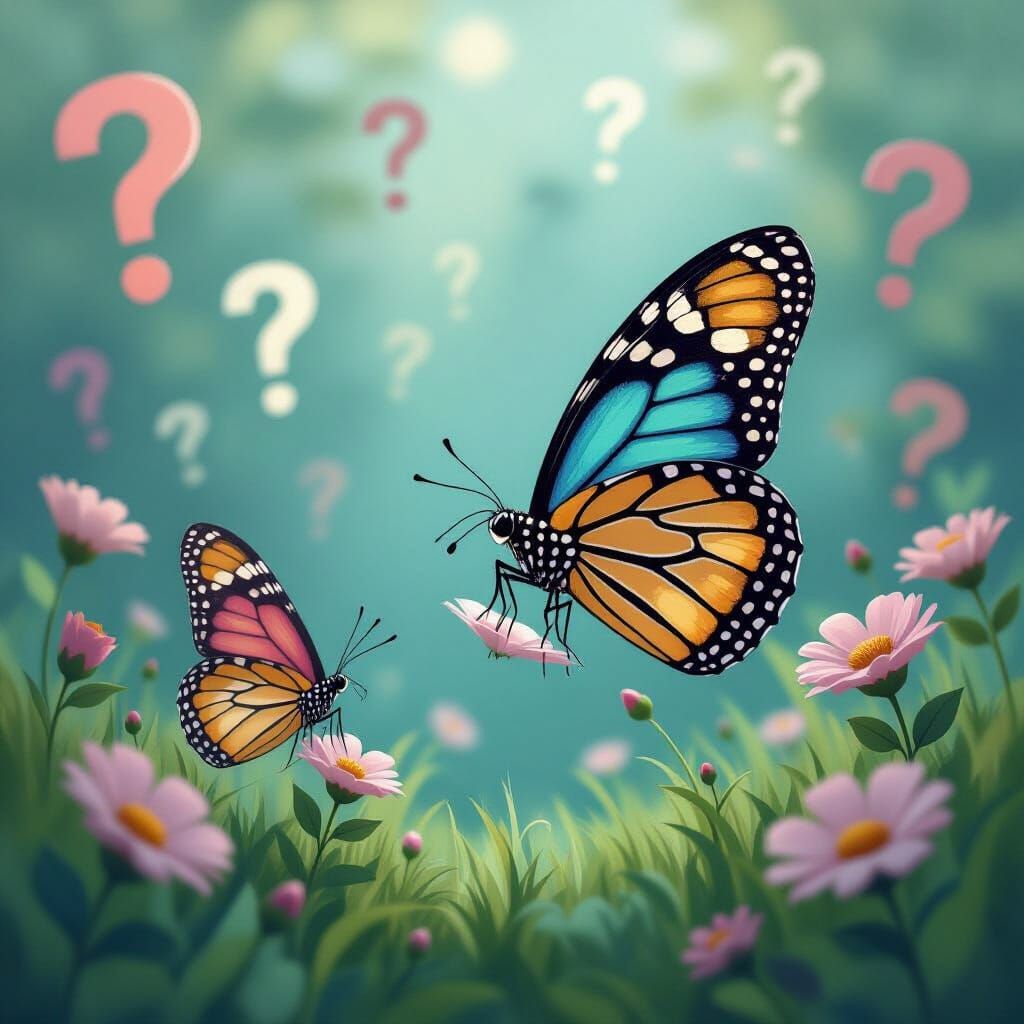 Confused Butterfly in Dreamy Concept Art Style