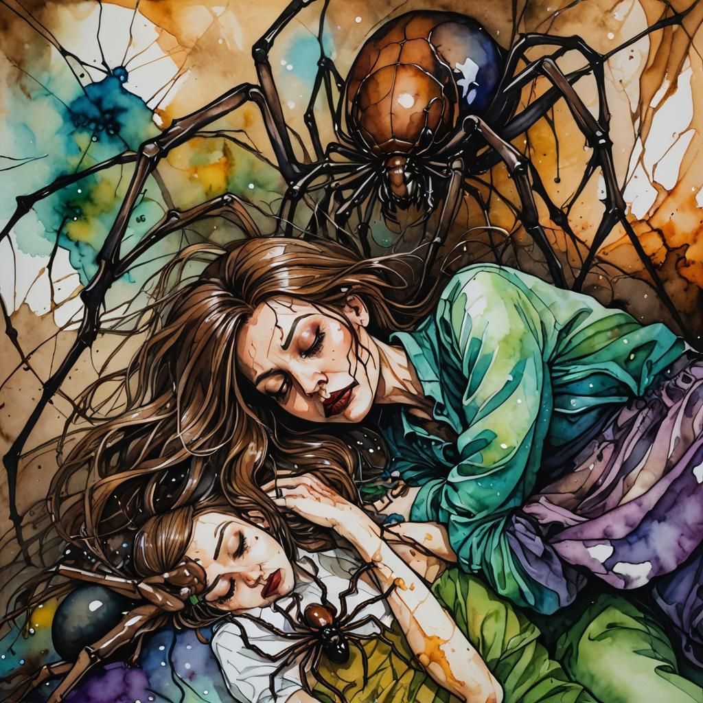 Spider Bite Dream: Alcohol Ink Illustration