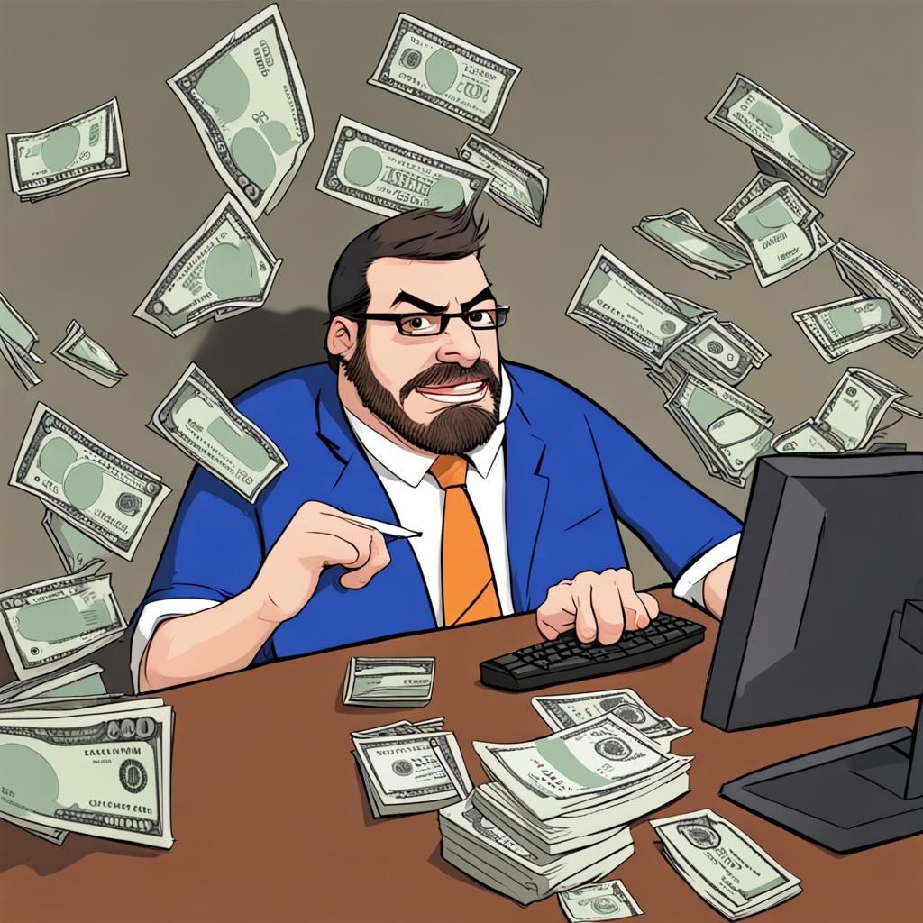 Humorous Cartoon of Client Chasing Developer for Refund