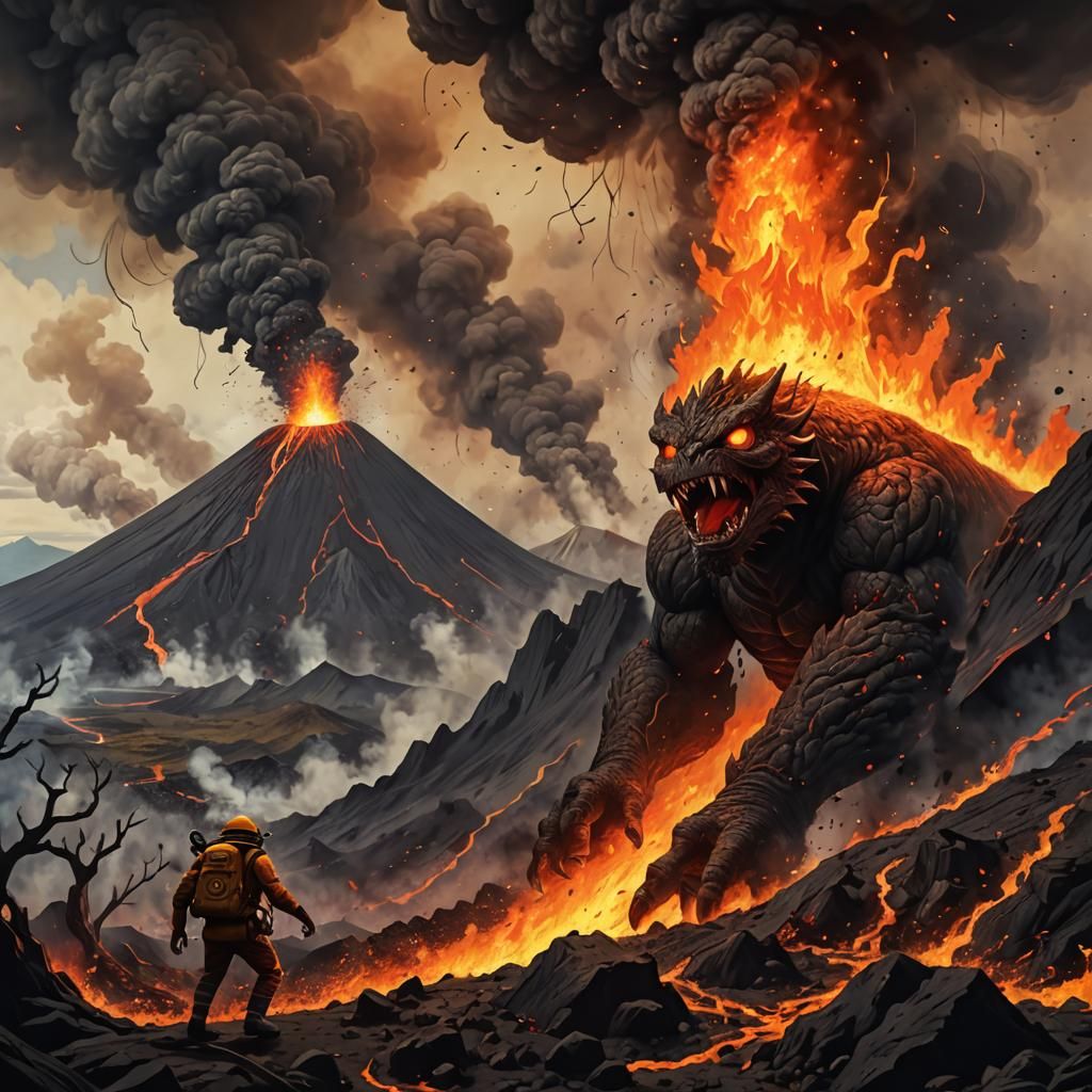 Volcanic Fire Monster Emerges
