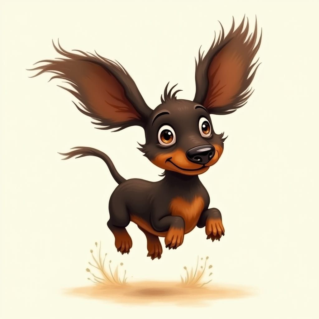 Whimsical Dark Chocolate Dachshund in Joyful Jump