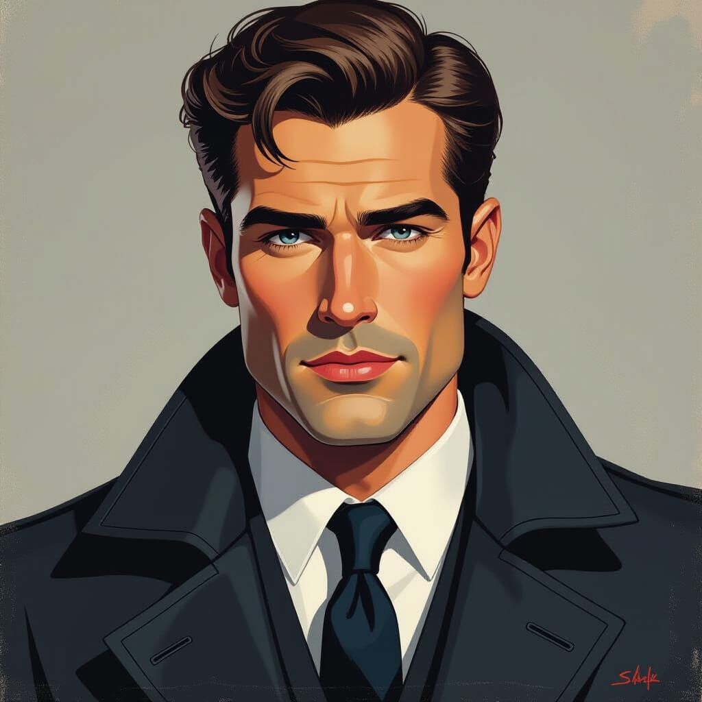 Secret Agent Gouache Painting