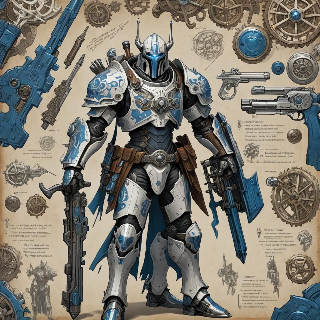 Warforged Gunslinger Character Sheet with Medieval Pistol