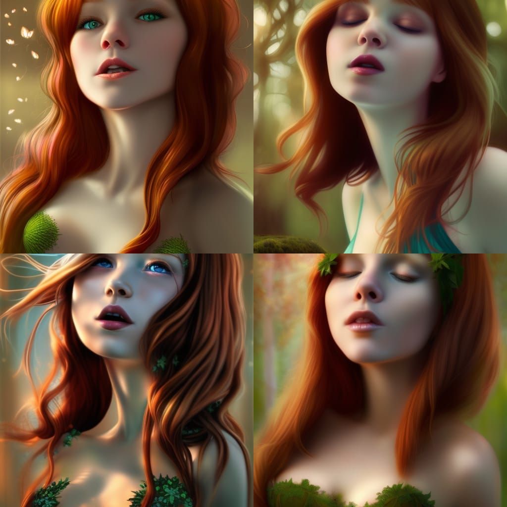 Redhead Goddess Portrait in Art Nouveau Style
