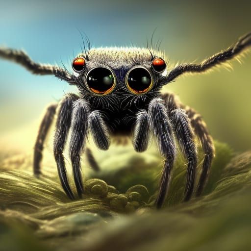 Friendly Jumping Spider Concept Art in 8K