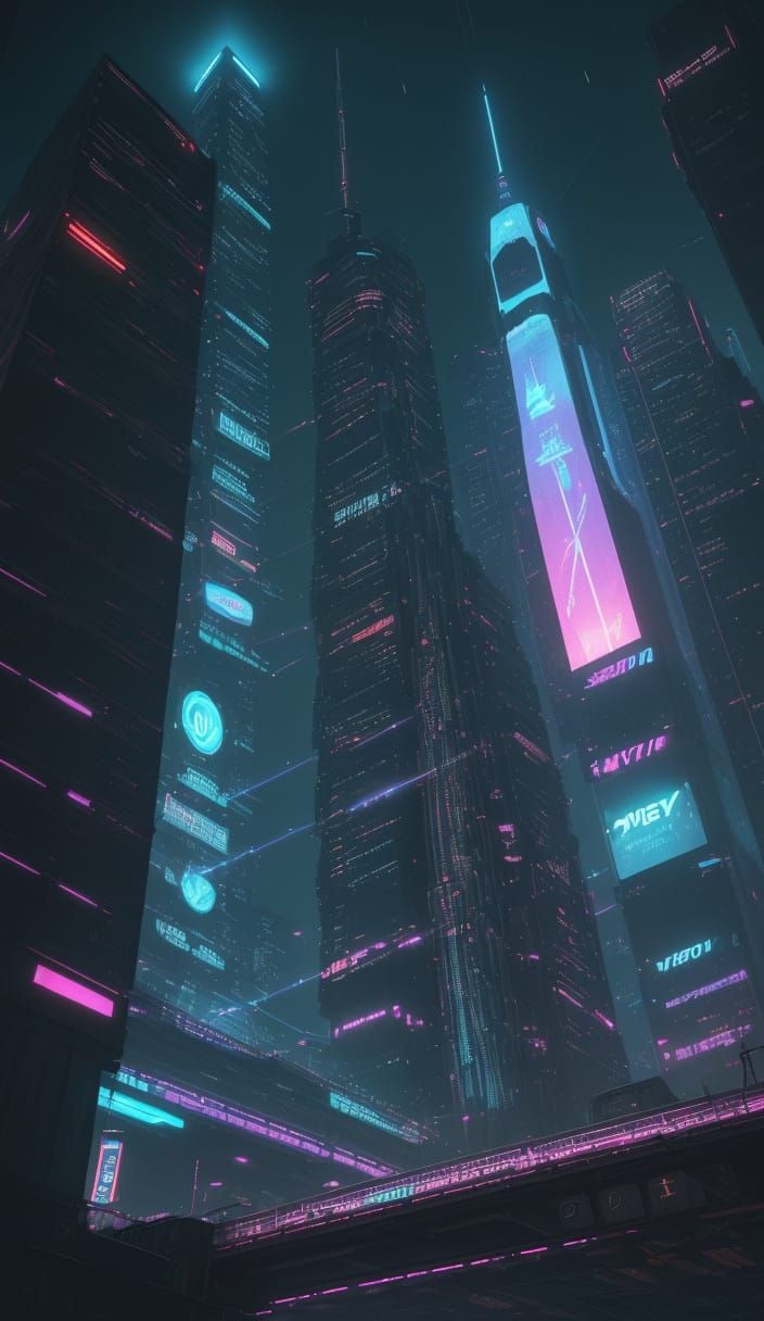 Cyberpunk Metropolis at Night: A Glimpse of Urban Dystopia