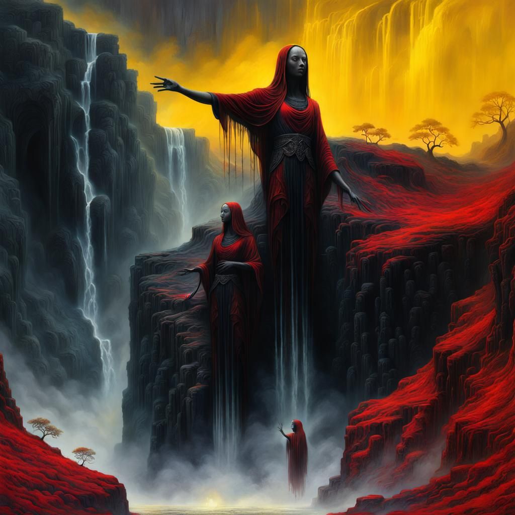 Dark Abyss: Dancing Spirits Form Epic Waterfall