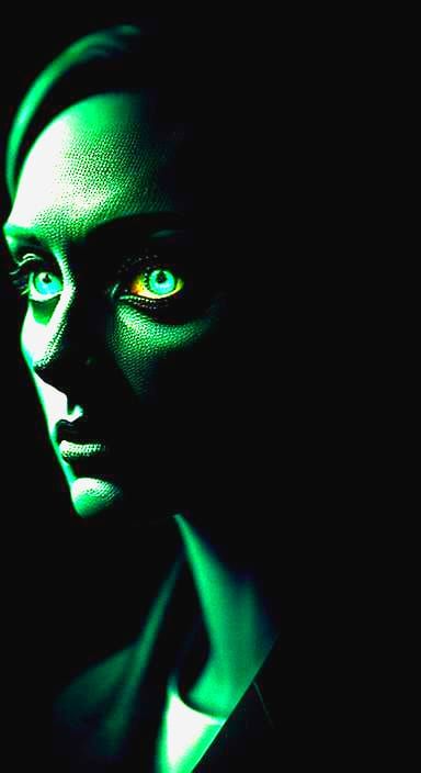 Woman with Gigantic Chameleon Eyes: Macro Horror