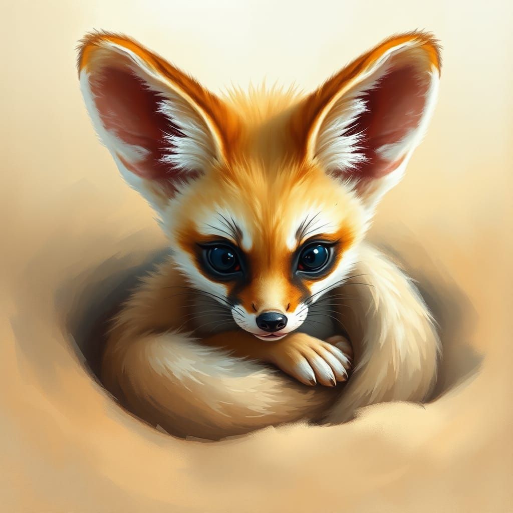 Adorable Fennec Fox Kit in Dreamlike Impressionism