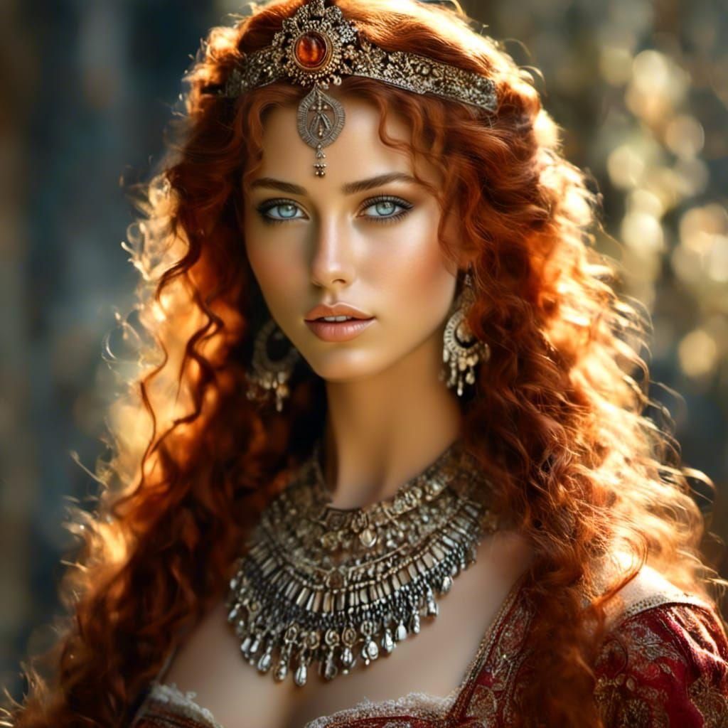 Photorealistic Portrait of Woman on Tropical Island